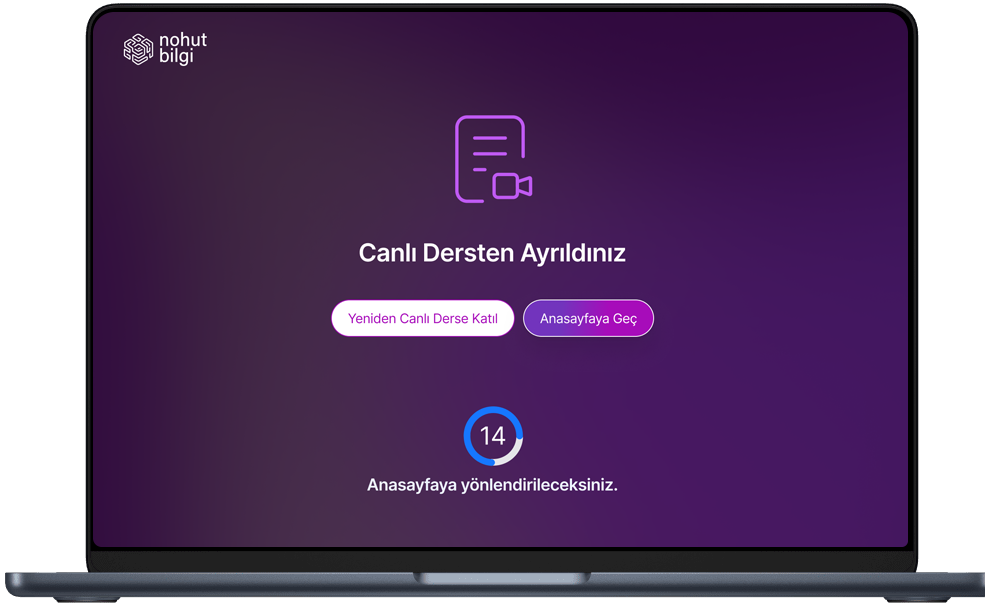 Nohut Bilgi Dijital Eğitim Panellelri canlı ders kapalı ekranı